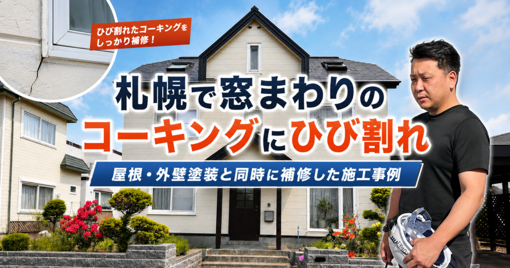 札幌で窓まわりのコーキングにひび割れ｜屋根・外壁塗装と同時に補修した施工事例