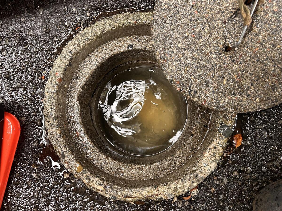 排水管詰まり 作業前 札幌市清田区