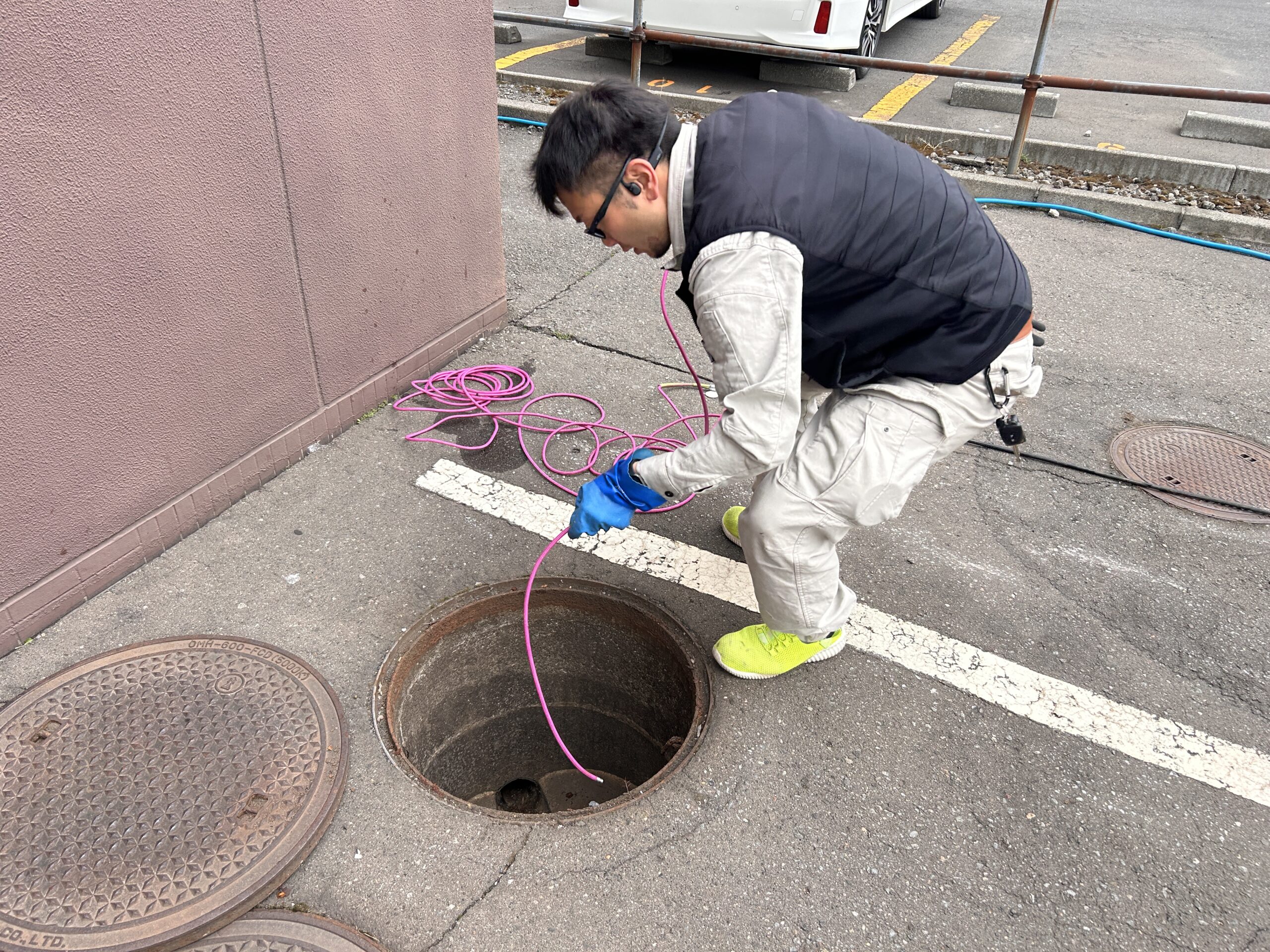札幌市の排水管洗浄作業