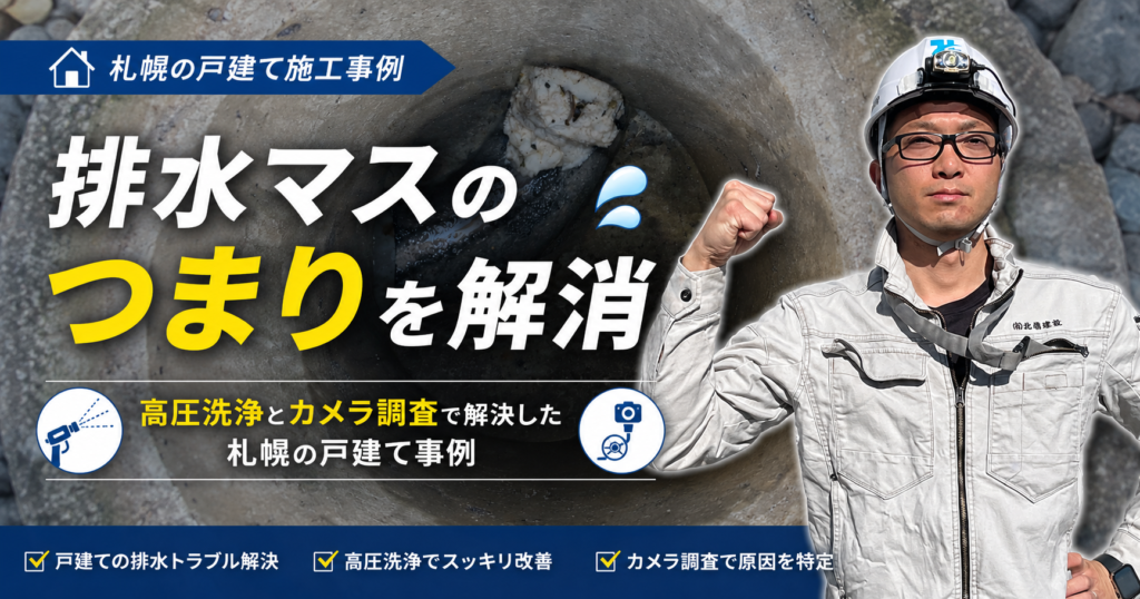 排水マスのつまりを高圧洗浄とカメラ調査で解消した札幌の戸建て事例