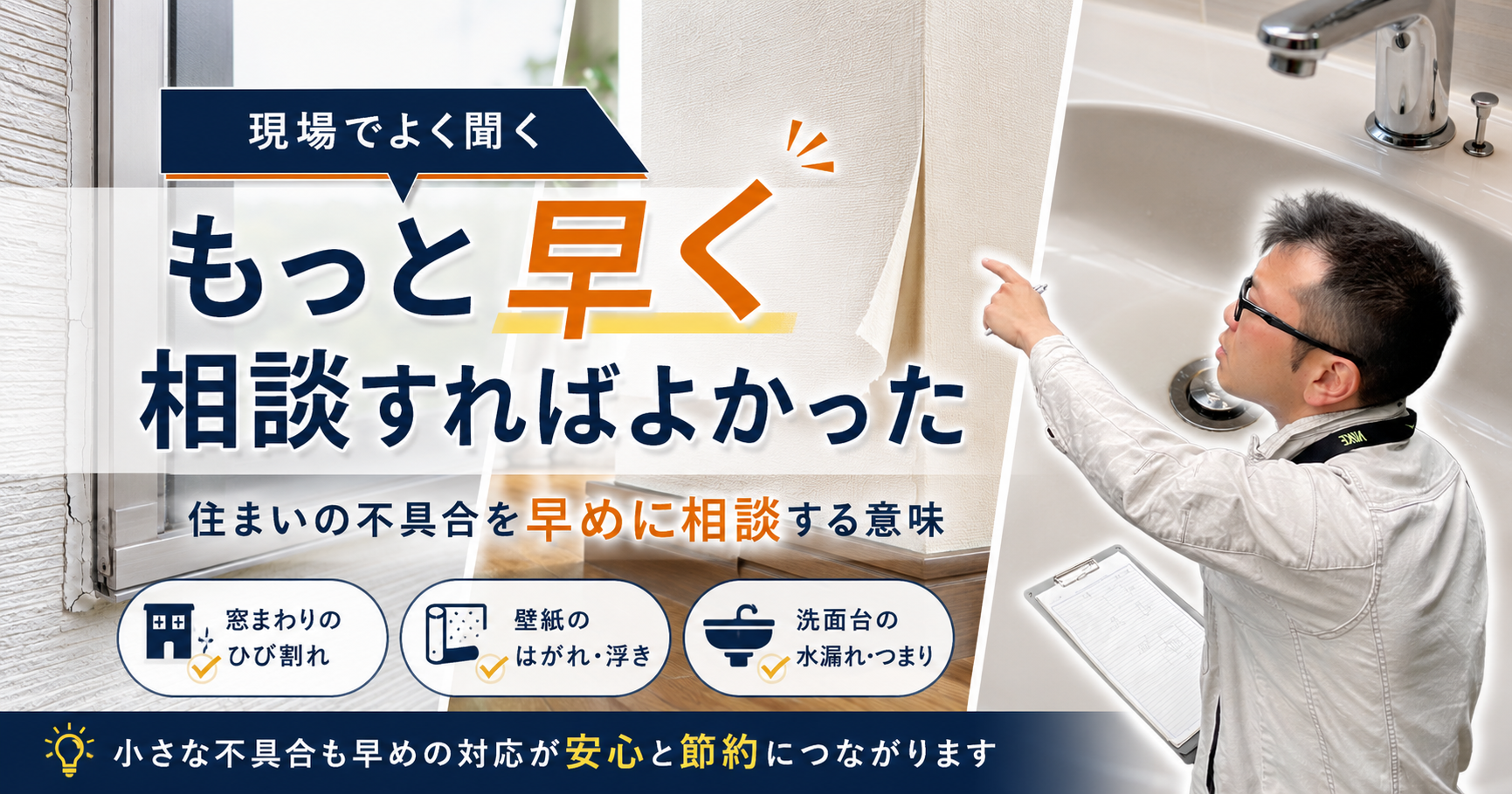 現場でよく聞く「もっと早く相談すればよかった」——住まいの不具合を早めに相談する意味